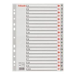 ESSELTE ABECEDARIO SEPARADOR MULTITALADRO A-Z POLIPROPILENO A4 GRIS CON CARÁTULA ÍNDICE CARTÓN COLOR