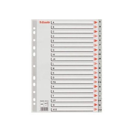 ESSELTE ABECEDARIO SEPARADOR MULTITALADRO A-Z POLIPROPILENO A4 GRIS CON CARÁTULA ÍNDICE CARTÓN COLOR