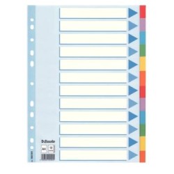 ESSELTE SEPARADORES MULTITALADRO CARTÓN 12 POSICIONES A4 ÍNDICE COLORES