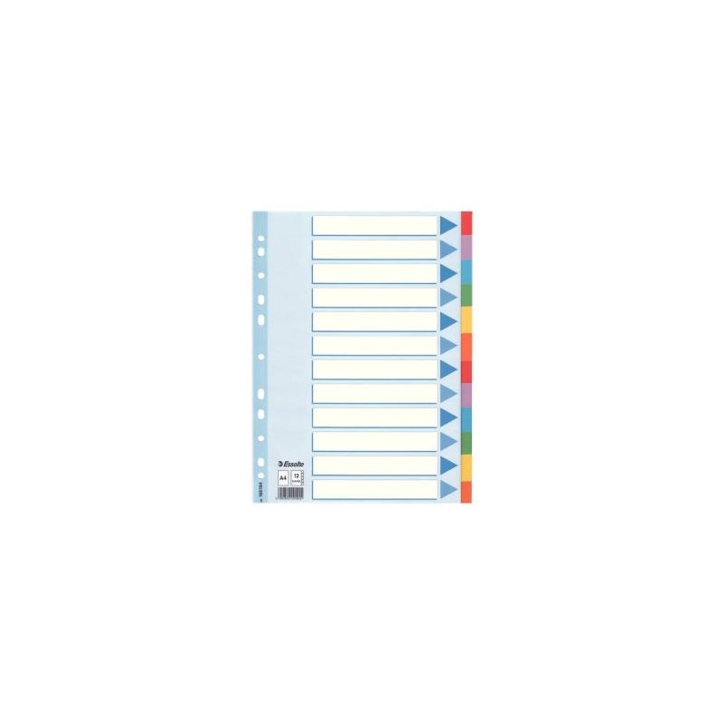 ESSELTE SEPARADORES MULTITALADRO CARTÓN 12 POSICIONES A4 ÍNDICE COLORES
