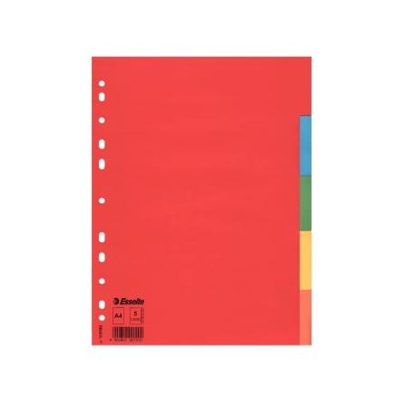 ESSELTE SEPARADORES MULTITALADRO CARTÓN A4 5 POSICIONES COLORES