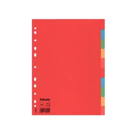 ESSELTE SEPARADORES MULTITALADRO CARTÓN A4 10 POSICIONES COLORES