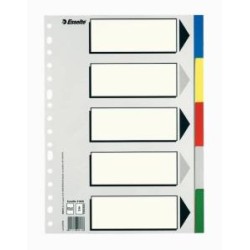 ESSELTE SEPARADORES 5 POSICIONES FOLIO PP COLORES CON CARÁTULA ÍNDICE CARTÓN BLANCO / NEGRO