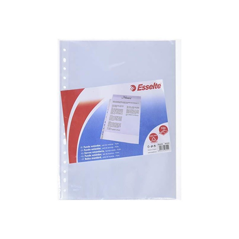 ESSELTE FUNDA MULTITALADRO 16 PP PIEL DE NARANJA FOLIO 80 MICRAS COPYSAFE PORTADOCUMENTOS BOLSA DE 10 FUNDAS