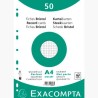 EXACOMPTA FICHAS CARTULINA BRISTOL TALADRO A4 CUADRÍCULA 5X5 PACK DE 50 BLANCO