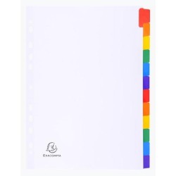 EXACOMPTA SEPARADORES CARTULINA BLANCA 160GR 12 POSICIONES A4 PESTAÑAS COLORES