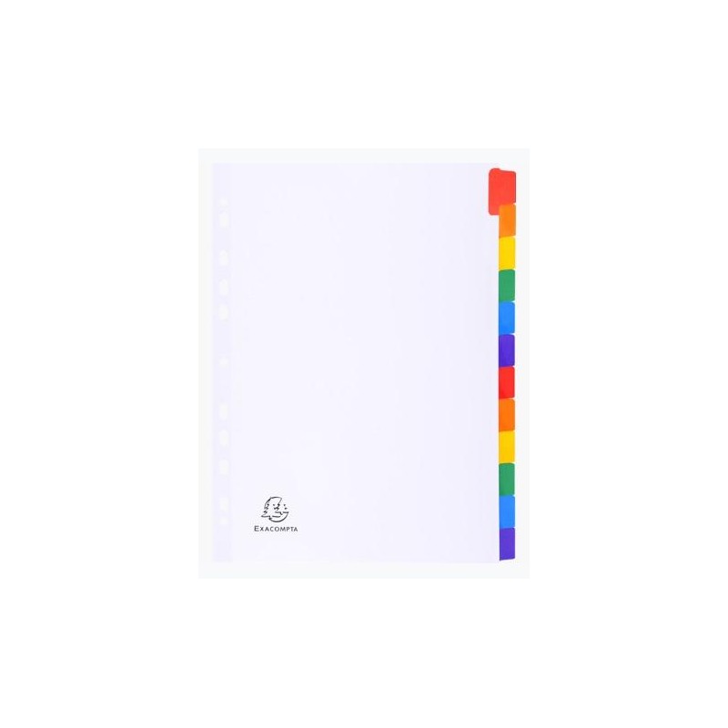 EXACOMPTA SEPARADORES CARTULINA BLANCA 160GR 12 POSICIONES A4 PESTAÑAS COLORES