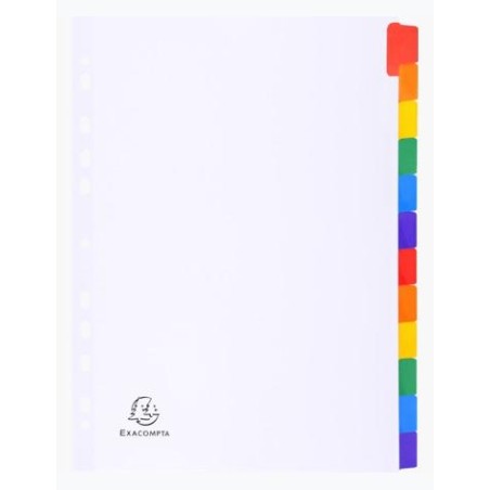 EXACOMPTA SEPARADORES CARTULINA BLANCA 160GR 12 POSICIONES A4 PESTAÑAS COLORES