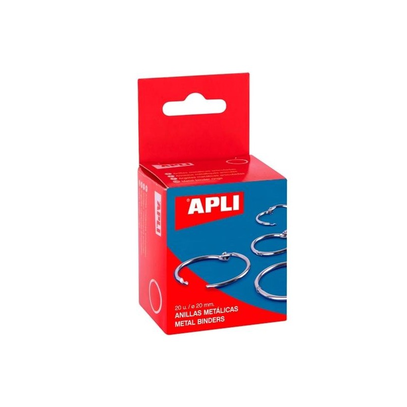 APLI ANILLAS METÁLICAS ARTICULADAS Ø20MM CAJA 20 UD NIQUELADAS