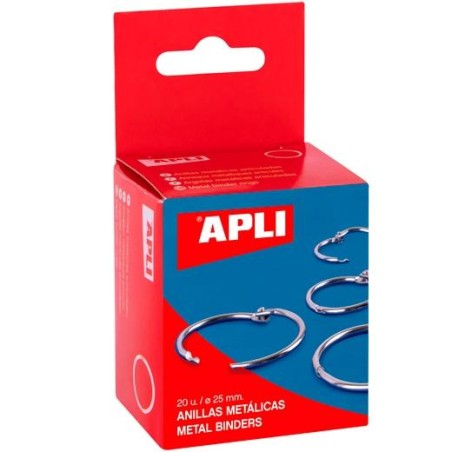 APLI ANILLAS METÁLICAS ARTICULADAS Ø25MM CAJA 20 UD NIQUELADAS
