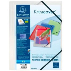 EXACOMPTA CARPETA CON GOMAS KREACOVER 3 SOLAPAS A4 POLIPROPILENO TRANSLÚCIDO INCOLORO