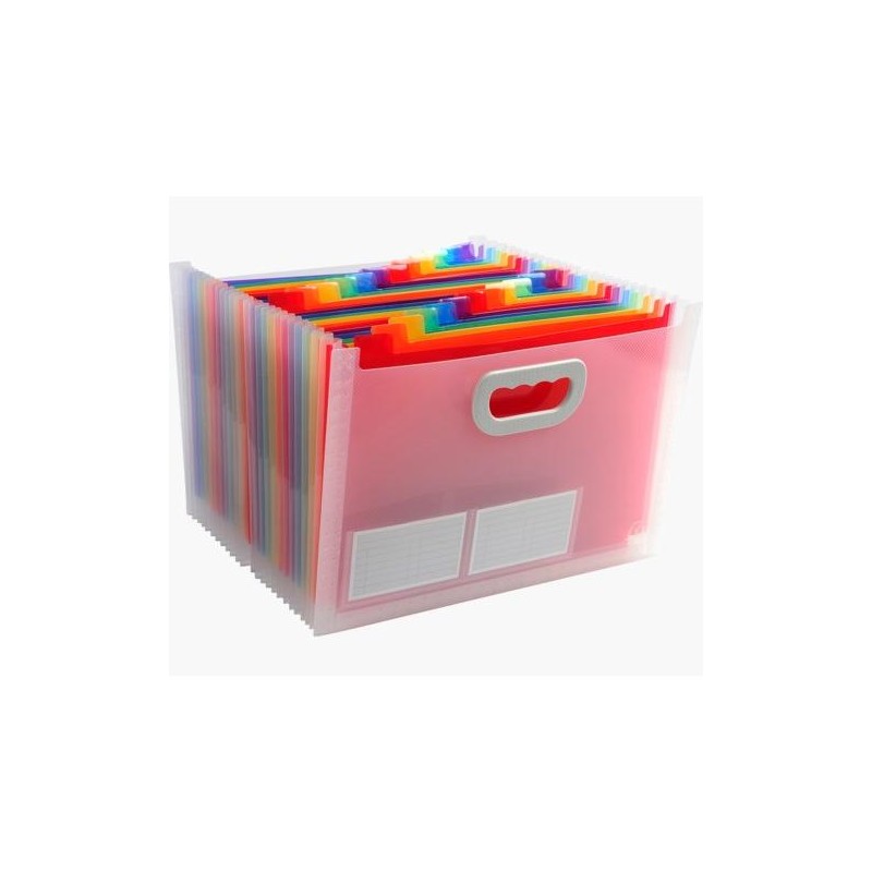 EXACOMPTA MALETÍN CLASIFICADOR ACORDEÓN C/ASA 24 COMPARTIMENTOS CRISTAL
