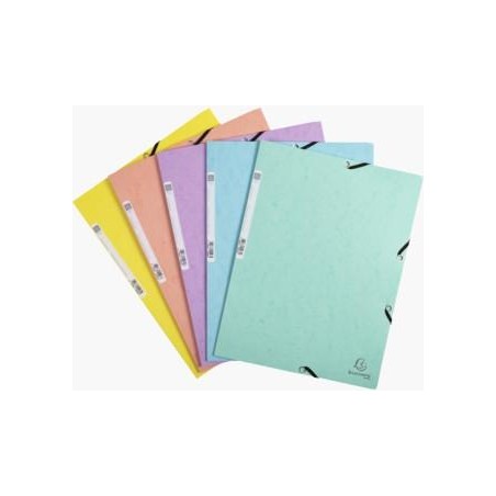 EXACOMPTA CARPETA AQUAREL CARTÓN LUSTRADO 400 GR TRES SOLAPAS GOMAS A4 MATE SURTIDOS PASTEL -5U-