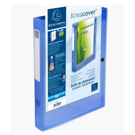 EXACOMPTA CARPETA DE PROYECTOS KREA COVER 40MM CIERRE CON CLIP A4 PP AZUL