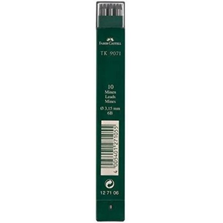 FABER CASTELL MINAS TK 9071 DIBUJO 3,15MM 6B ESTUCHE 10 UD NEGRO INTENSO