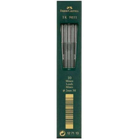 FABER CASTELL MINAS TK 9071 DIBUJO 2MM 3H ESTUCHE 10UD NEGRO INTENSO