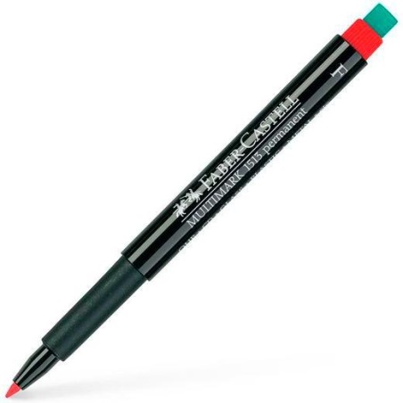 FABER CASTELL ROTULADOR PERMANENTE MULTIFUNCIONAL MULTIMARK F CON GOMA INTEGRADA ROJO