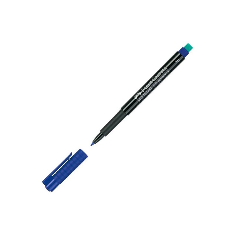 FABER CASTELL ROTULADOR PERMANENTE MULTIFUNCIONAL MULTIMARK F CON GOMA INTEGRADA AZUL
