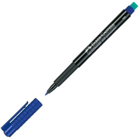 FABER CASTELL ROTULADOR PERMANENTE MULTIFUNCIONAL MULTIMARK F CON GOMA INTEGRADA AZUL
