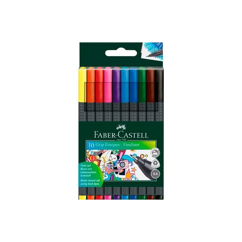 FABER CASTELL ROTULADORES GRIP FINEPEN 0,4MM ESTUCHE DE 10 C/SURTIDOS