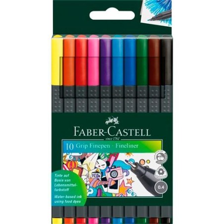 FABER CASTELL ROTULADORES GRIP FINEPEN 0,4MM ESTUCHE DE 10 C/SURTIDOS