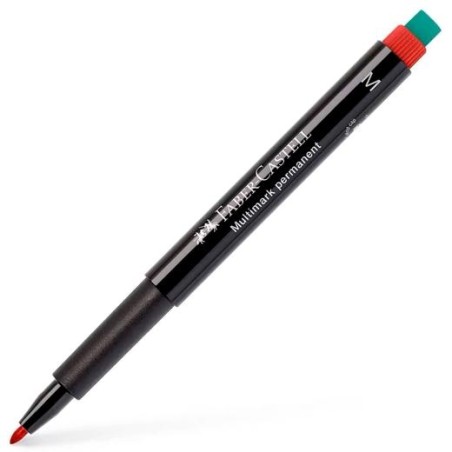 FABER CASTELL ROTULADOR PERMANENTE MULTIFUNCIONAL MULTIMARK M CON GOMA INTEGRADA ROJO