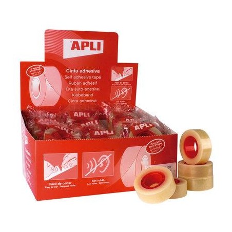 APLI CINTA ADHESIVA TRANSPARENTE ROLLO 12MM X 33M CAJA EXPOSITORA 55 UD