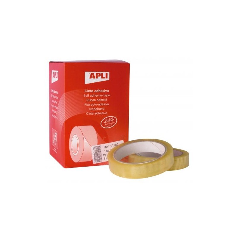 APLI CINTA ADHESIVA TRANSPARENTE ROLLO 19MM X 66M PACK 8 UD