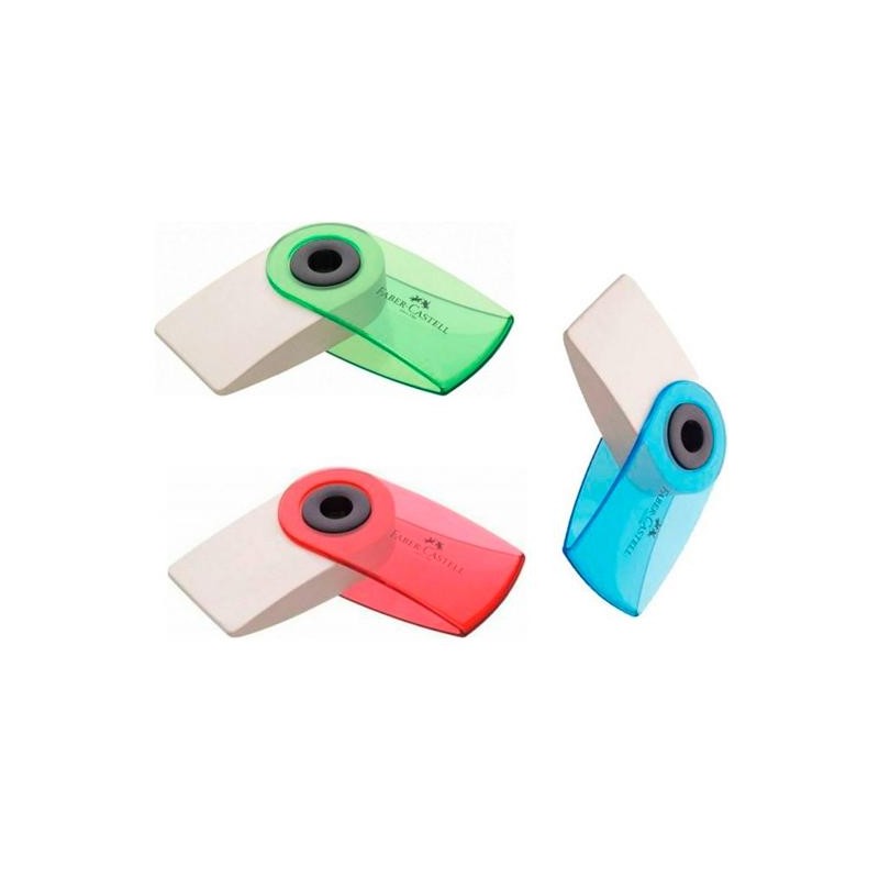 FABER CASTELL GOMA DE BORRAR SLEEVE MINI CON FUNDA COLORES SURTIDOS TRANSLÚCIDOS