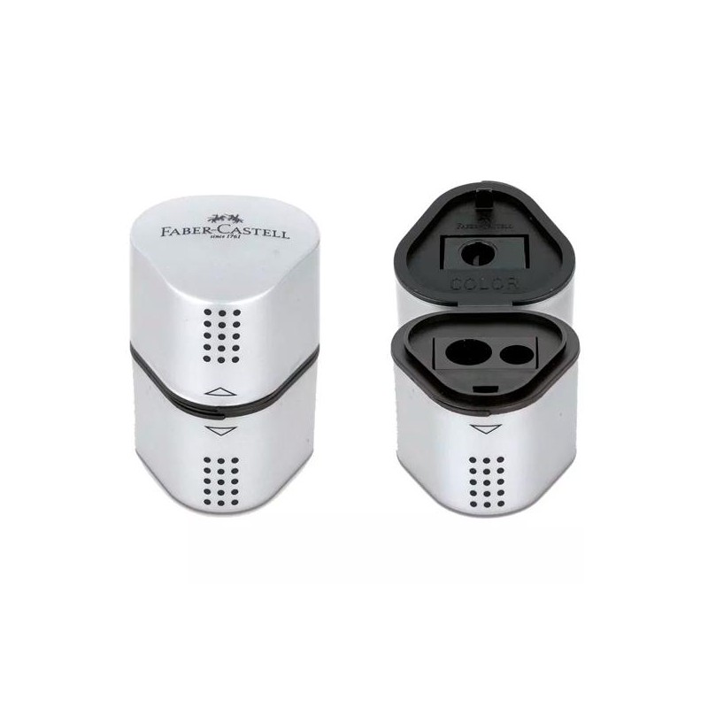 FABER CASTELL AFILALÁPICES TRÍO GRIP 2001 3 EN 1 PLATEADO METÁLICO