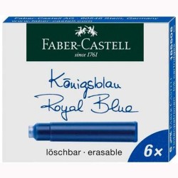 FABER CASTELL CARTUCHO TINTA BORRABLE AZUL ESTUCHE 6 UD