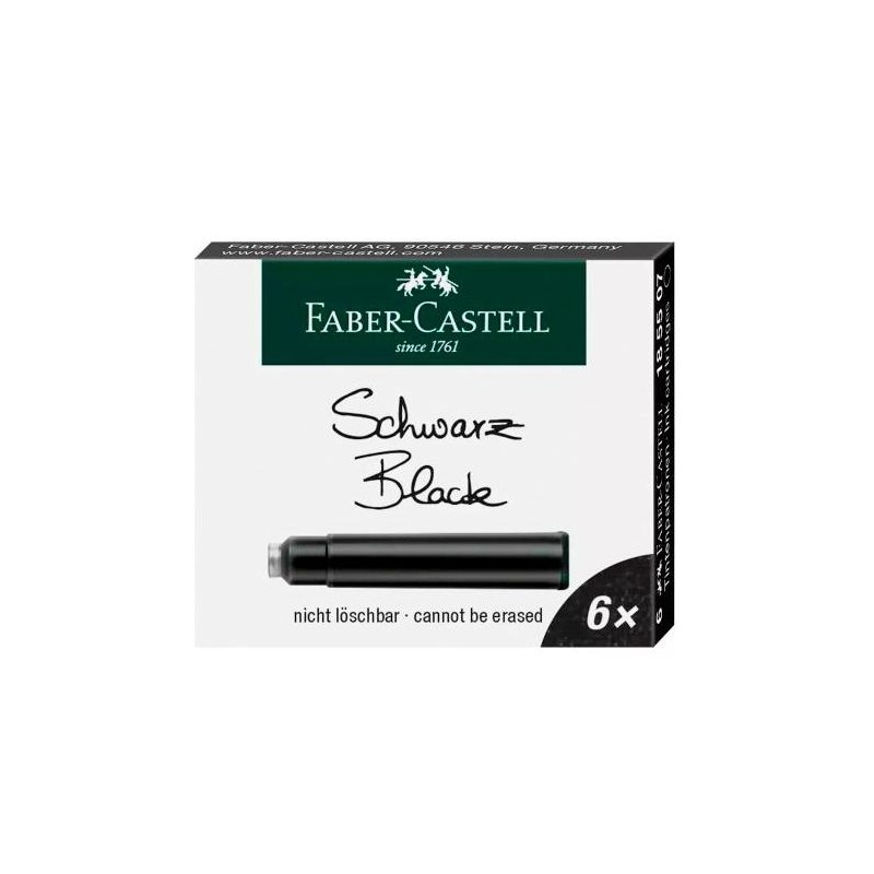 FABER CASTELL ESTUCHE 6 CARTUCHOS DE TINTA ESTÁNDAR NEGRO