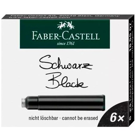 FABER CASTELL ESTUCHE 6 CARTUCHOS DE TINTA ESTÁNDAR NEGRO