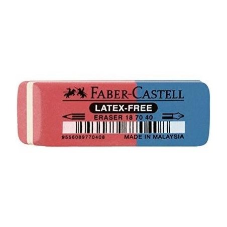 FABER CASTELL GOMA DE BORRAR BISELADA MIXTA PARA GRAFITO Y TINTA AZUL/ROJO