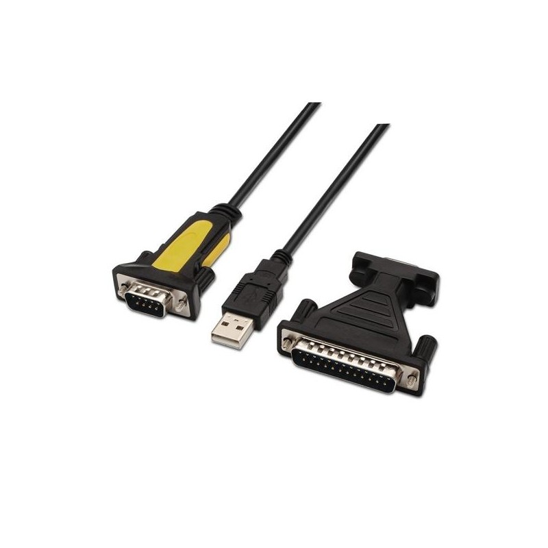 AISENS CONVERSOR USB A SERIE TIPO A/M RS232 DB9/M DB25/M NEGRO 1,8 M