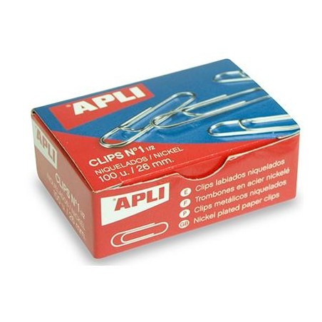 APLI CLIPS NIQUELADOS Nº 1½ - 26MM CAJA 100 UD