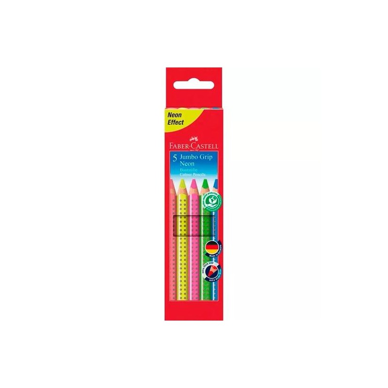 FABER CASTELL LÁPICES DE COLORES JUMBO GRIP C/SURTIDOS NEÓN ESTUCHE 5 UD