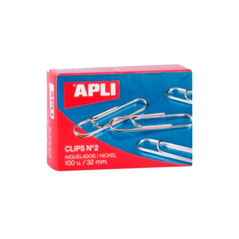 APLI CLIPS NIQUELADOS Nº 2 - 32MM CAJA 100 UD