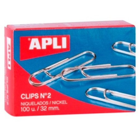 APLI CLIPS NIQUELADOS Nº 2 - 32MM CAJA 100 UD