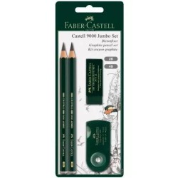 FABER CASTELL SET DE DIBUJO JUMBO 9000 NEGRO -BLISTER 4 PIEZAS-