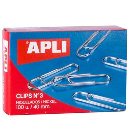 APLI CLIPS NIQUELADOS Nº 3 - 40MM CAJA 100 UD