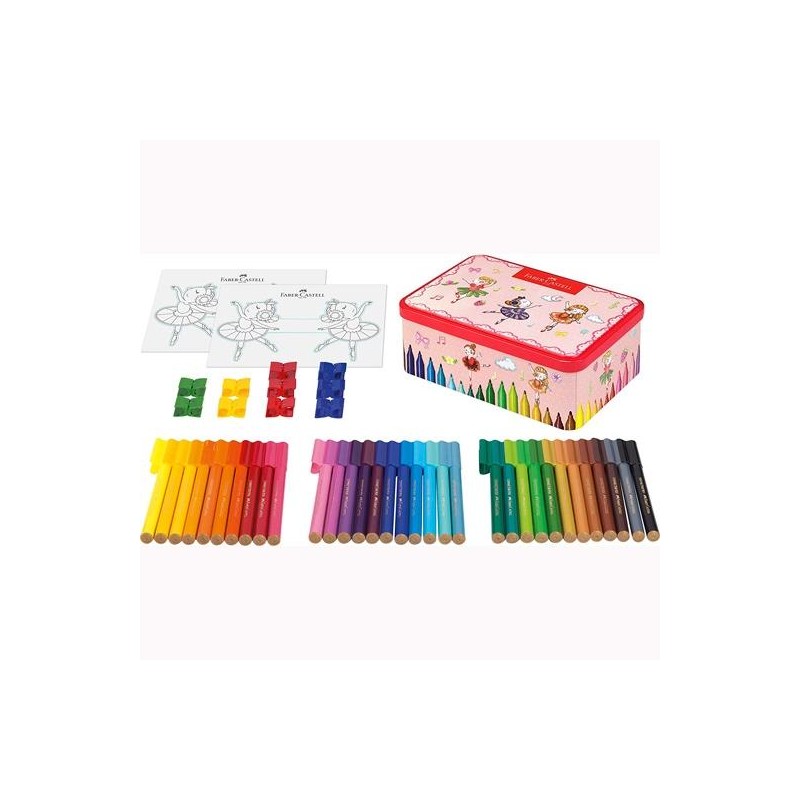 FABER CASTELL 33 ROTULADORES CONNECTOR BAILARINA + ACCESORIOS C/SURTIDOS CAJA REGALO METÁLICA 45 PIEZAS