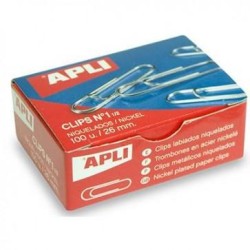 APLI CLIPS PLATEADOS Nº 1½ - 26MM CAJA 100 UD -PACK 10 CAJAS-