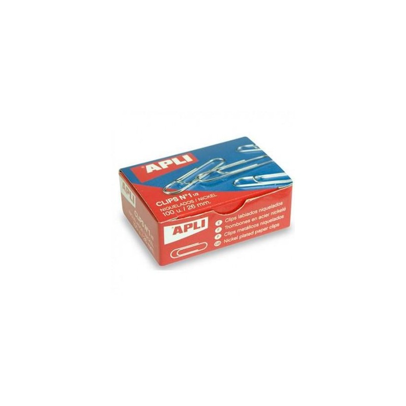 APLI CLIPS PLATEADOS Nº 1½ - 26MM CAJA 100 UD -PACK 10 CAJAS-