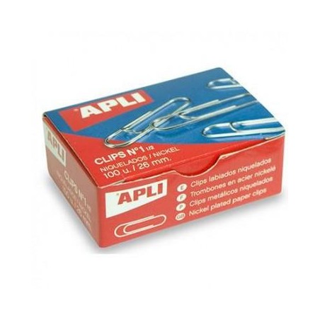APLI CLIPS PLATEADOS Nº 1½ - 26MM CAJA 100 UD -PACK 10 CAJAS-