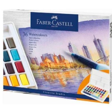 FABER CASTELL ACUARELAS EN PASTILLAS CREATIVE STUDIO COLORES SURTIDOS ESTUCHE 36 UD