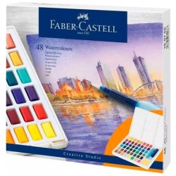 FABER CASTELL ACUARELAS EN PASTILLAS CREATIVE STUDIO COLORES SURTIDOS ESTUCHE 48 UD