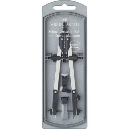 FABER CASTELL COMPÁS ARTICULADO DE AJUSTE RÁPIDO ADAPTADOR UNIVERSAL 17CM + ACCESORIOS
