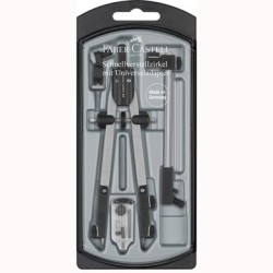 FABER CASTELL COMPÁS DE AJUSTE RÁPIDO ADAPTADOR UNIVERSAL ALARGADERA Y ACCESORIOS