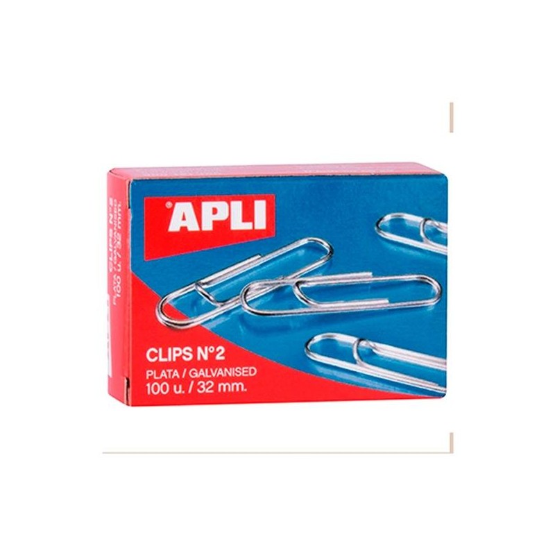 APLI CLIPS PLATEADOS Nº 2 - 32MM CAJA DE 100 -10 CAJAS-